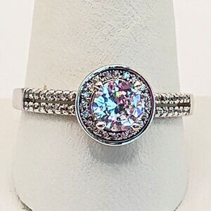Womens Cubic Zirconium Silver Plated Engagement Ring Size 10 Wedding Bridal